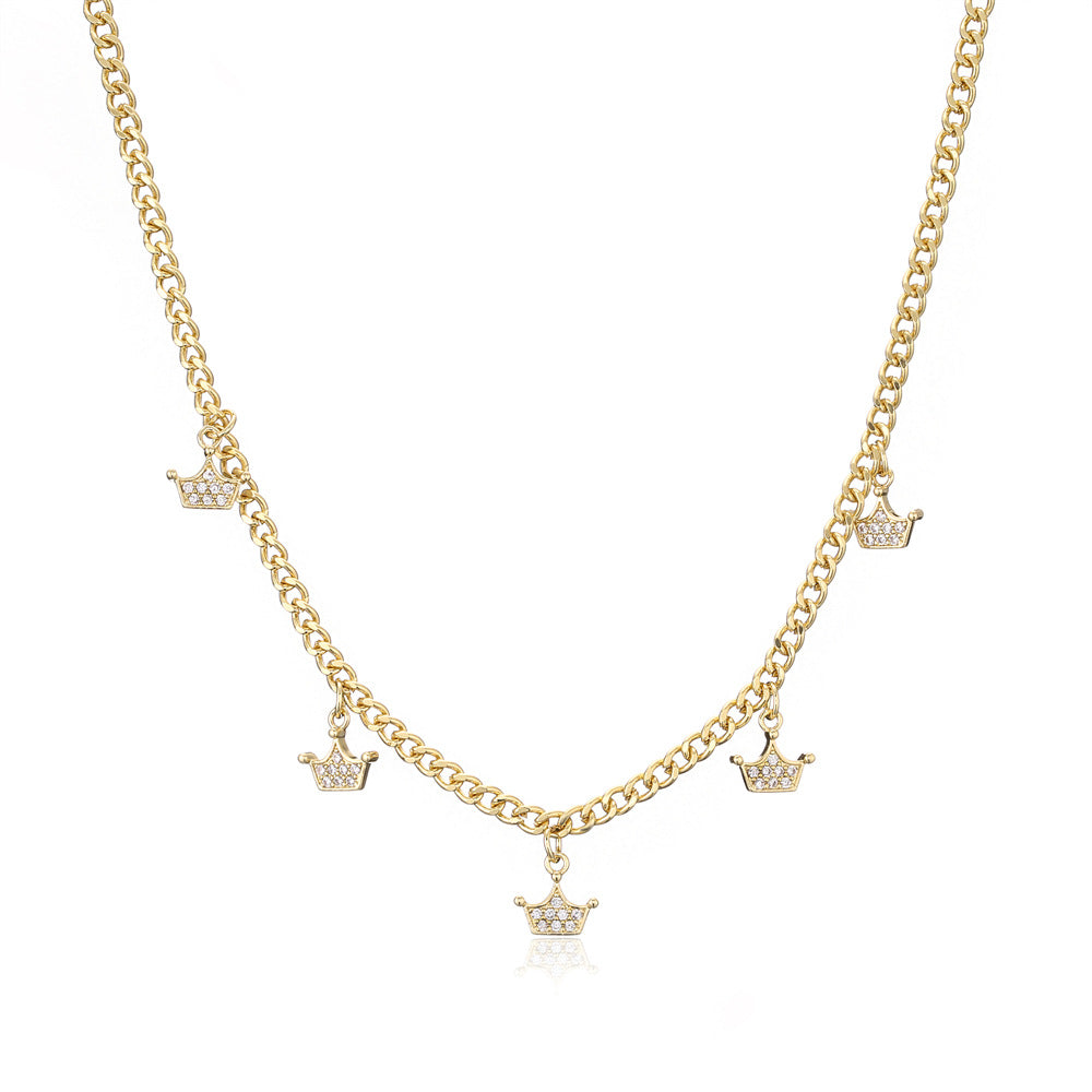 Geometric Gold Plated Brass Evil Eye Pendant Necklace for Women
