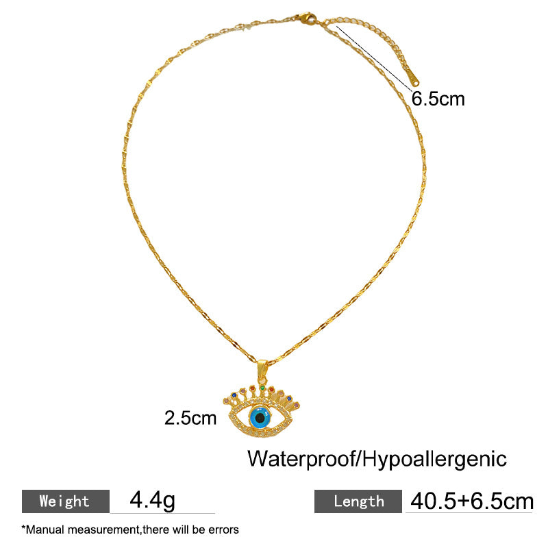 Streetwear Titanium Steel Evil Eye Necklace Plated Cable Chain Unisex Jewelry