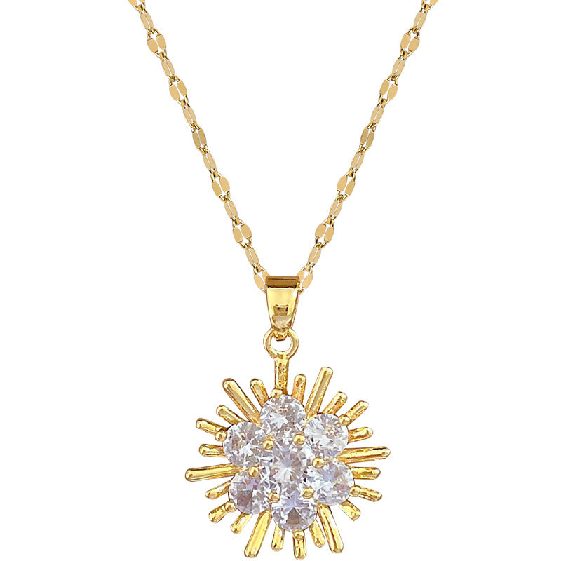 Collana Pendente Luna Geometrica Minimalista per Donne e Uomini Catena a Serpente in Acciaio Inossidabile con Intarsio di Strass