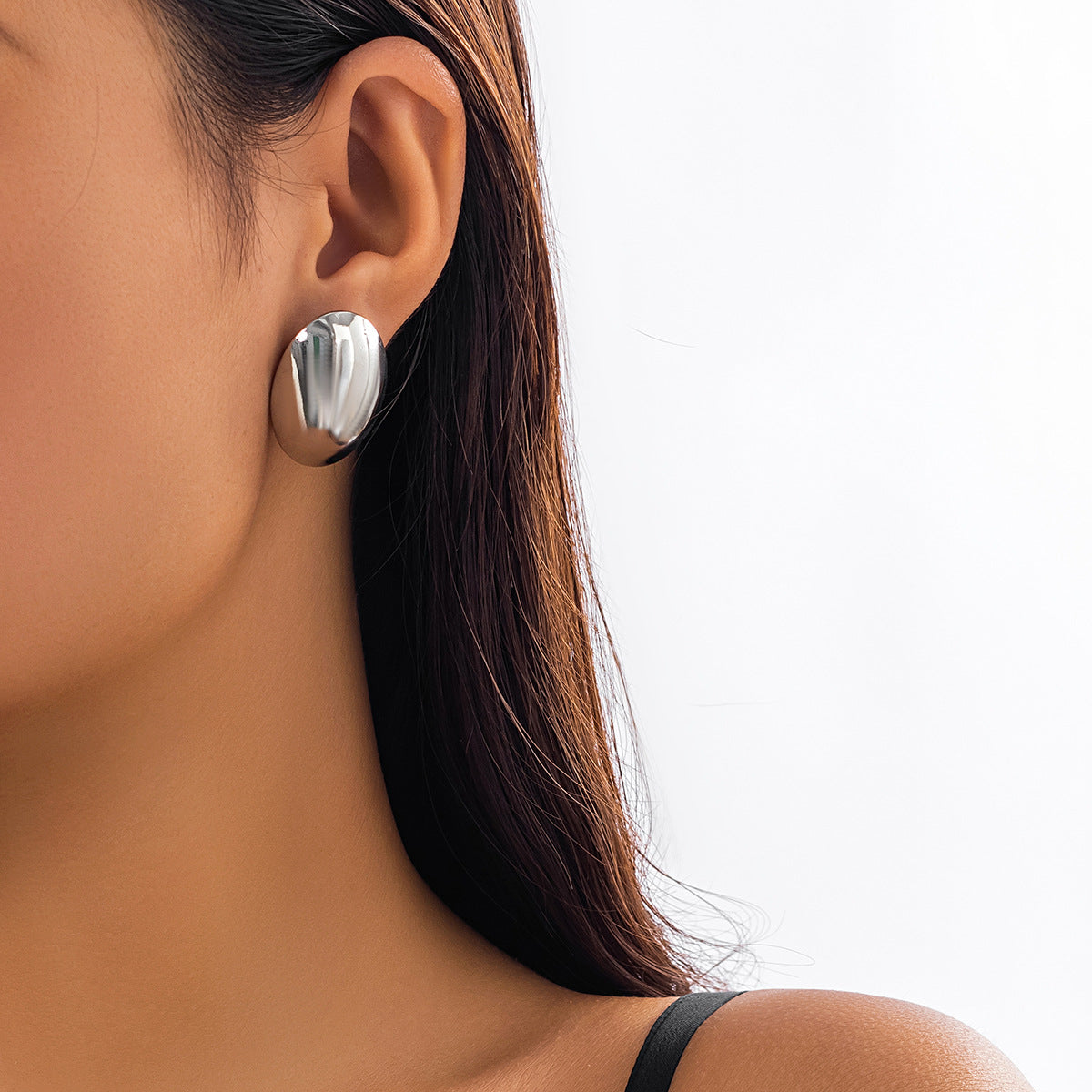 Pendientes minimalistas de acero inoxidable geométricos redondos con acabado de espejo y superficie chapada para mujer