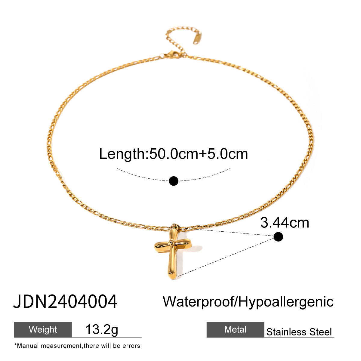 Plated Stainless Steel Geometric Cross Necklace for Women