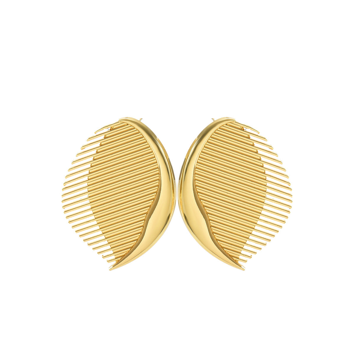 Pendientes geométricos minimalistas en forma de hoja para mujer en cobre con acabado galvanizado