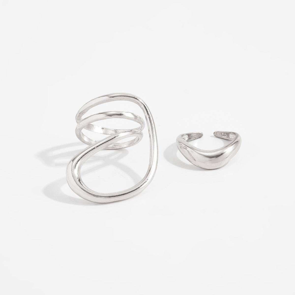 Geometric Hollow Polished Alloy Toe Ring Set for Women