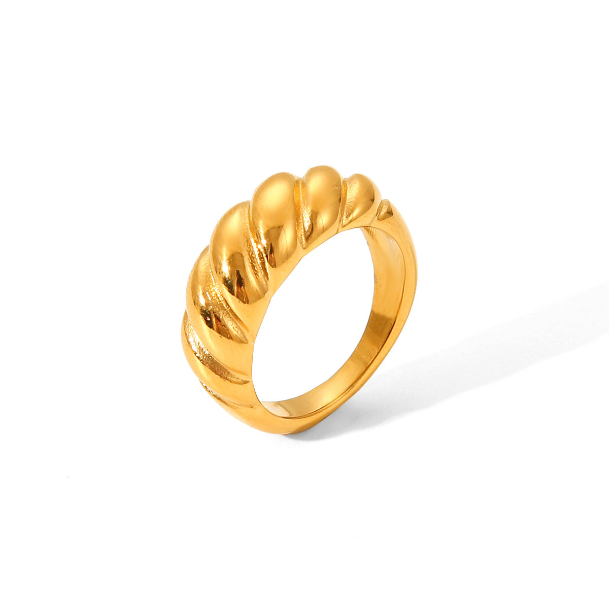 Anello Minimalista Geometrico da Donna in Acciaio al Titanio con Finitura Placcata, Fascia Ipoallergenica in Acciaio Inox