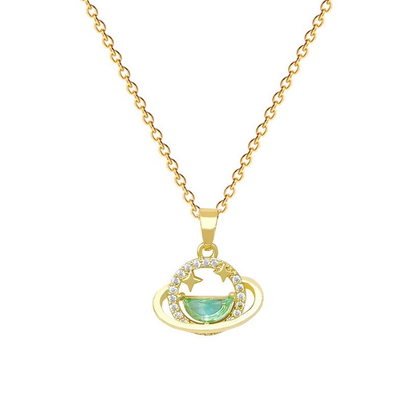 Sweet Star Cubic Zirconia Titanium Steel Necklace for Unisex