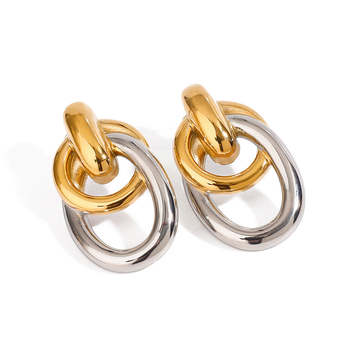 Aretes de acero inoxidable geométricos con acabado enchapado para mujer, pendientes de tuerca minimalistas de moda
