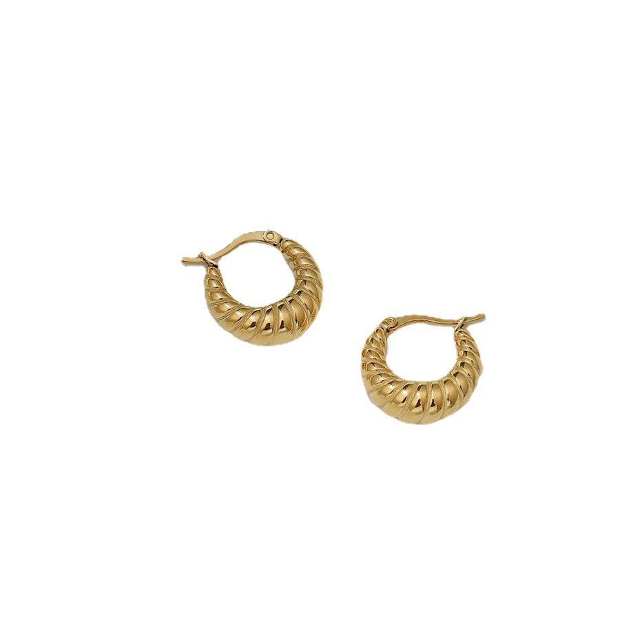 Orecchini a cerchio geometrici minimalisti in acciaio inossidabile da donna placcati oro 18 carati