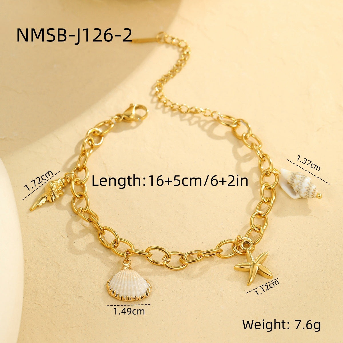 Set de collar con colgante minimalista de lujo con estrella de mar y concha con cadena de acero inoxidable para mujer