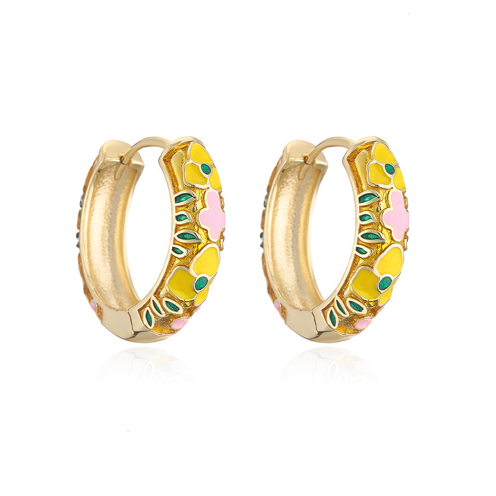 Minimalist Geometric Irregular Earrings for Women with Copper Base and 18K Gold Plating and Enamel Finish