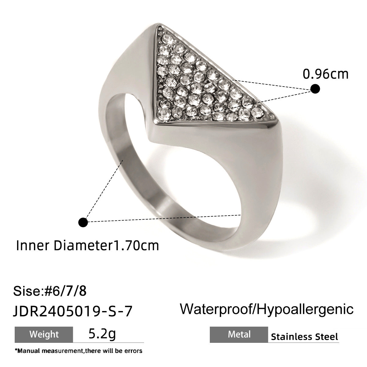 Minimalist Geometric Titanium Steel Ring with 18K Gold Plating and Rhinestone Inlay for Women