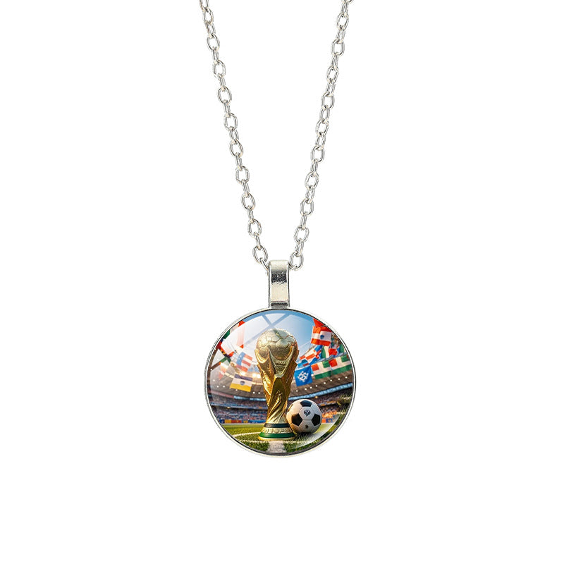 Collana sportiva casual in lega placcata argento con pendente in cristallo unisex
