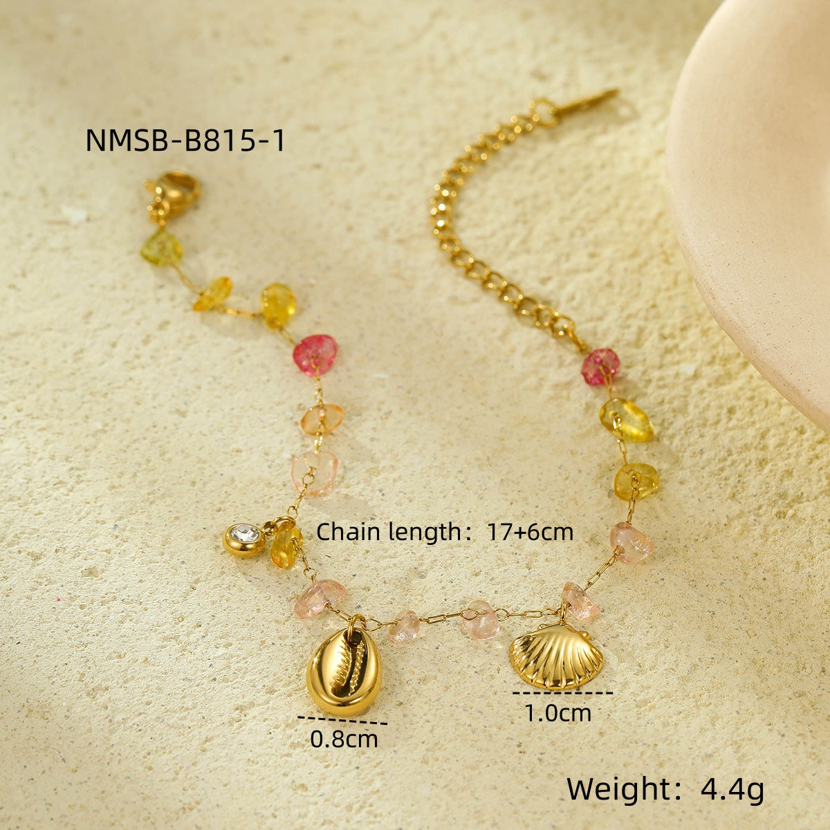 Set di collane con ciondolo a conchiglia e stella marina minimalista da donna in acciaio inossidabile con placcatura in oro 18 carati e intarsi di strass colorati