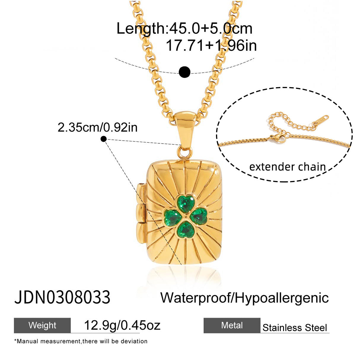 Minimalist Green Cubic Zirconia Geometric Triangle Stainless Steel PVD Necklace for Women