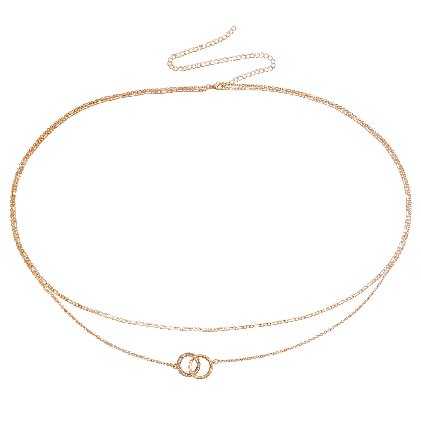 Punk Style Geometric Heart Pendant Waist Chain for Women in Metal with Double Loop Design