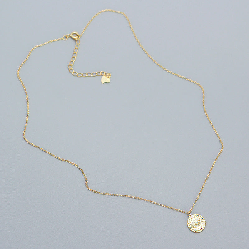 Collana con Ciondolo a Occhio Turco Dolce e Audace da Donna in Argento Sterling con Intarsio di Strass su Catena a Maglie