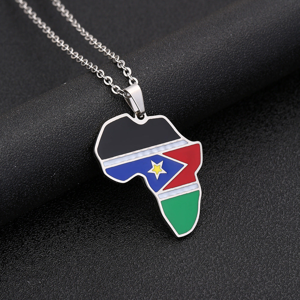 Collana con ciondolo geometrico in acciaio inossidabile con finitura placcata per donna e uomo, catena O alla moda casual per maglione