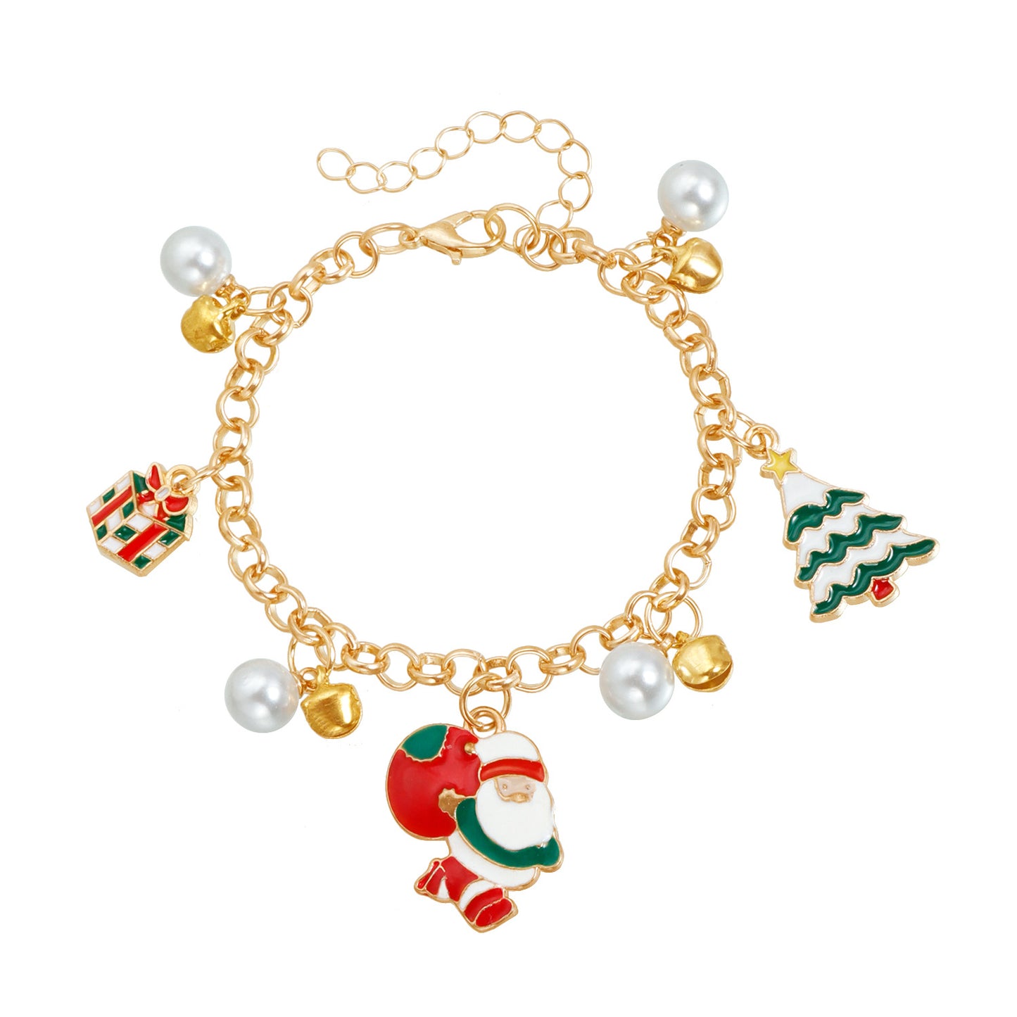 Fashionable Geometric Alloy Christmas Tree and Bell Pendant Choker Necklace for Women with Plated Finish