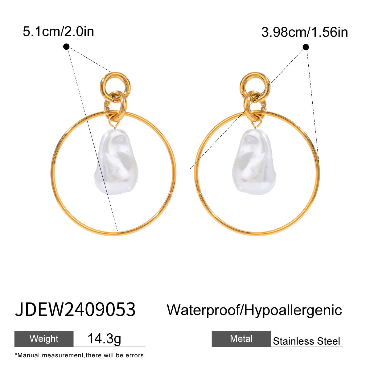 Elegant Geometric Stainless Steel Plated Pearl Earrings for Women