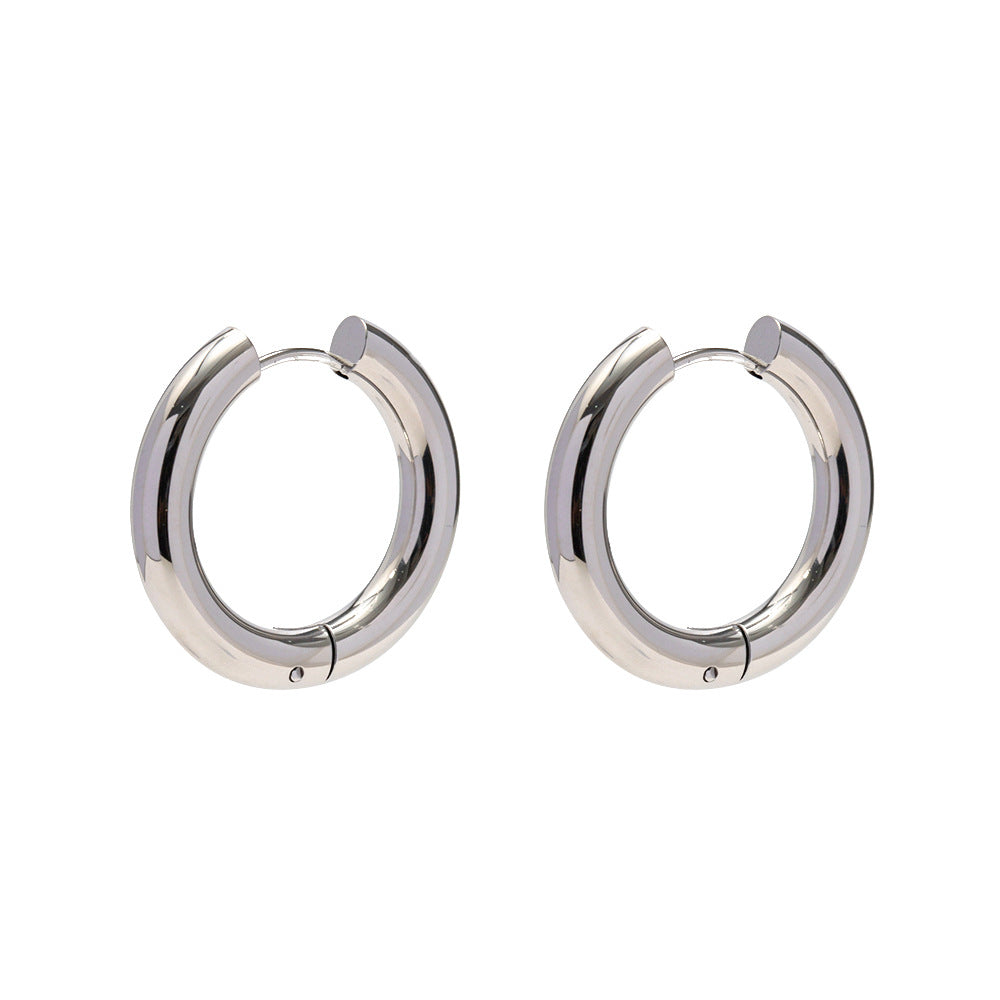 Minimalist Geometric Stainless Steel Hoop Earrings for Women with Plated Finish, Hypoallergenic and Fade-Resistant