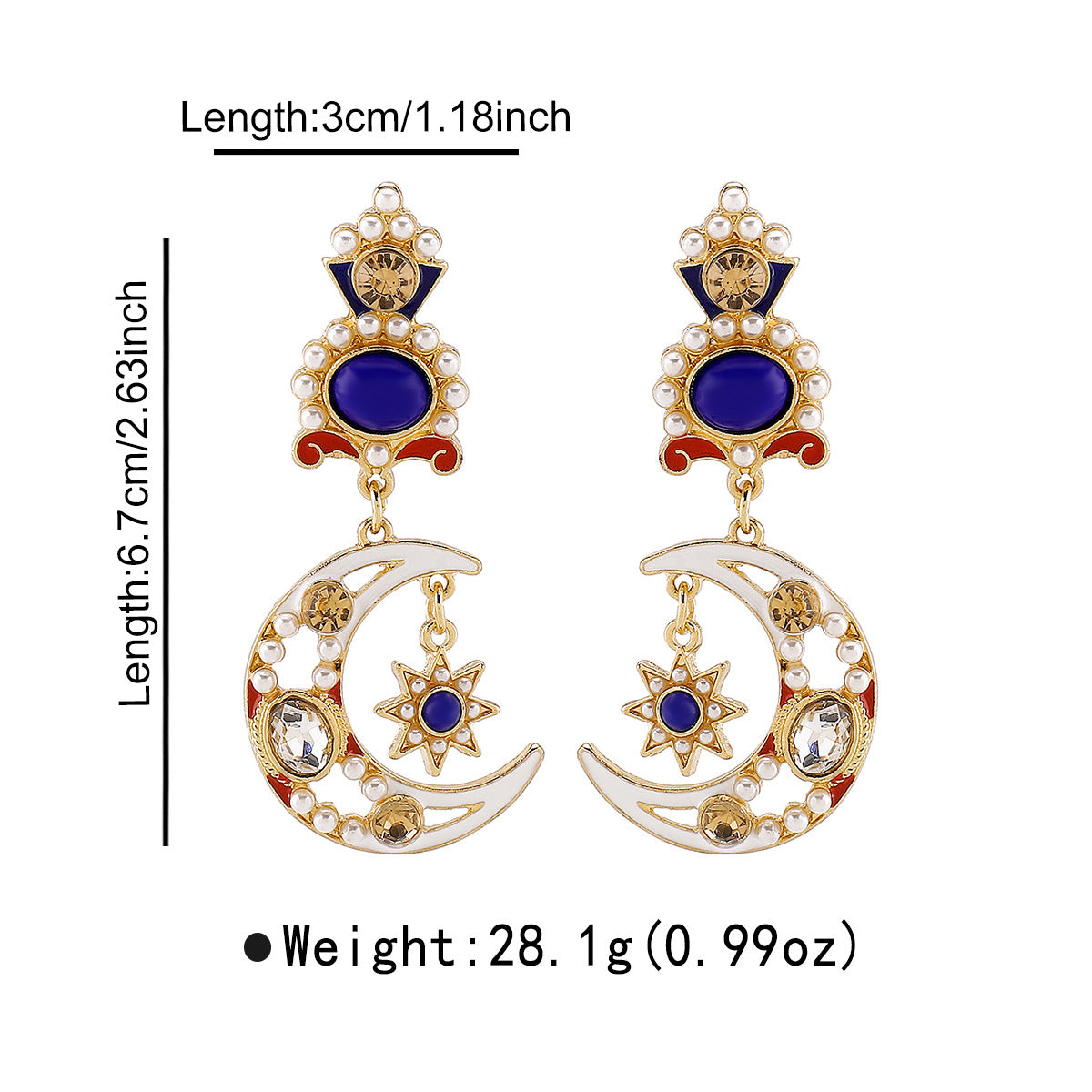 Pendientes de estrella y luna asimétricos con cristales para mujer: dulces y atrevidos