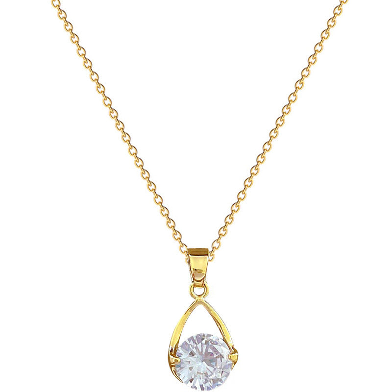 Collar de zirconita geométrica de lujo de acero de titanio con cadena a la clavícula