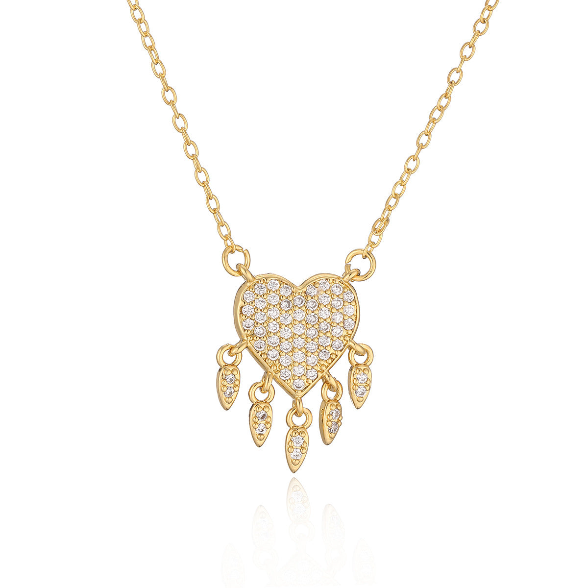 Minimalist Heart-Shaped Copper Pendant Necklace for Women with Zircon Accents, Fashion-Forward and Versatile Design