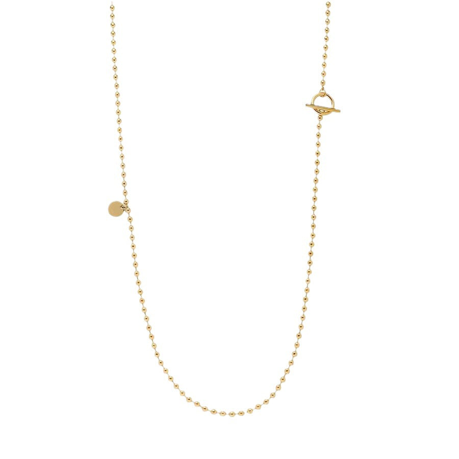 Collar de acero de titanio chapado en oro de 18 quilates con diseño en forma de U de estilo francés vintage para mujer, cadena larga para suéter