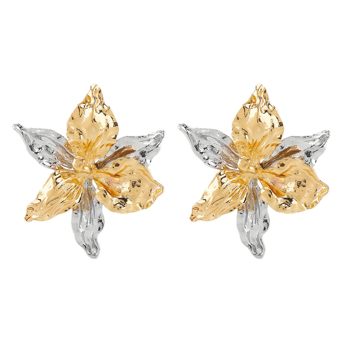 Pendientes de aleación con diseño floral a la moda para mujer con acabado chapado, joyería de verano para la playa