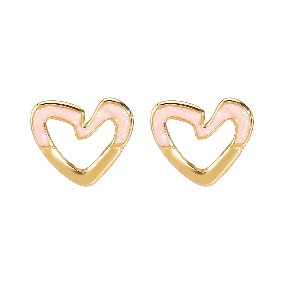 Retro Minimalist Heart-Shaped Stainless Steel Earrings with Enamel Finish for Women