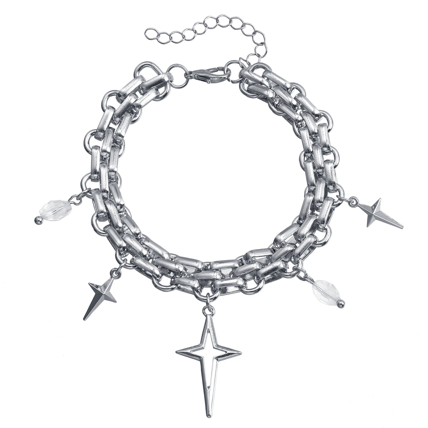 Geometric U-Shaped Alloy Pendant Clavicle Necklace for Women with Cross Motif and Electroplated Finish