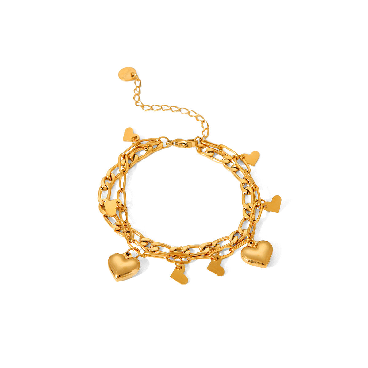 Bracciale Minimalista a Cuore in Acciaio al Titanio a Doppio Strato Impilabile da Donna con Finitura Placcata