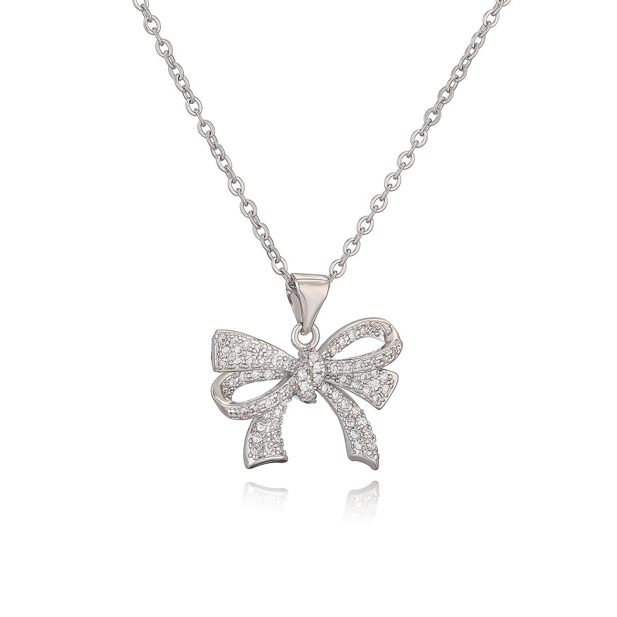 Minimalist Bowknot Pendant Necklace for Women with Copper Chain and Geometric Design