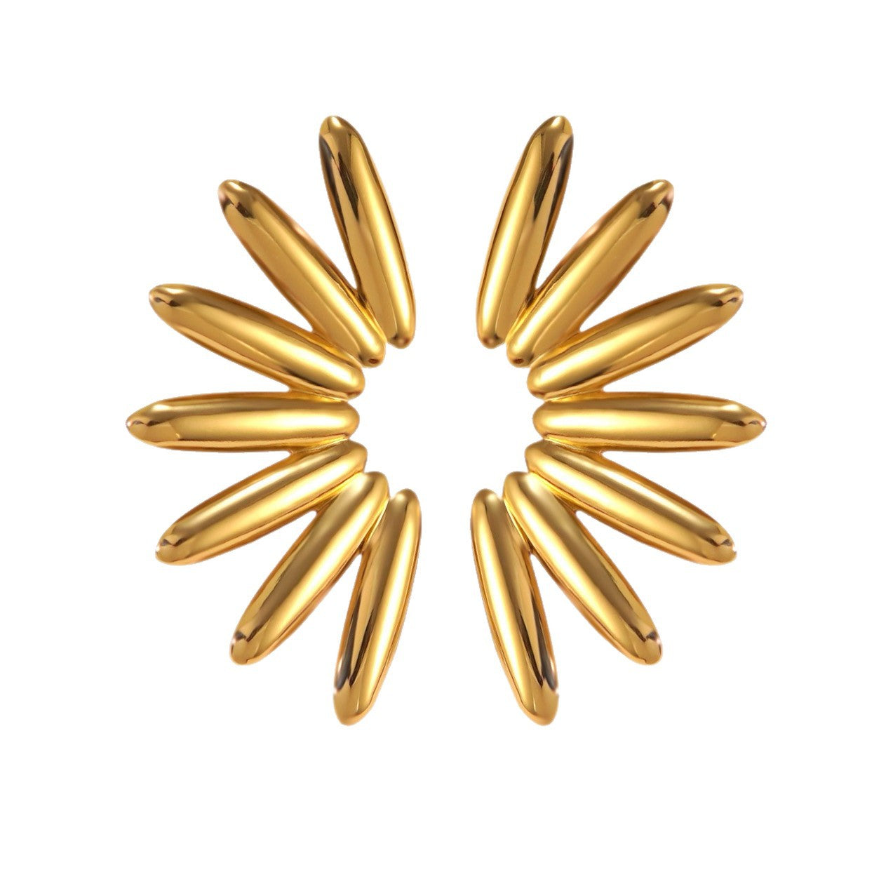 Exaggerated Hollow Fan-Shaped Geometric Stainless Steel Earrings for Women