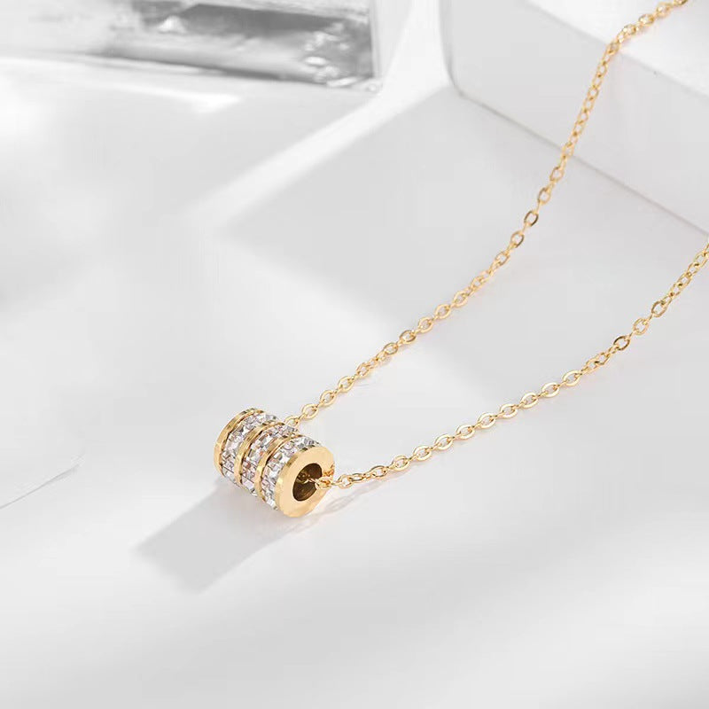 Minimalist Geometric Titanium Steel Necklace with Plated Finish for Women, Delicate Clavicle Chain
