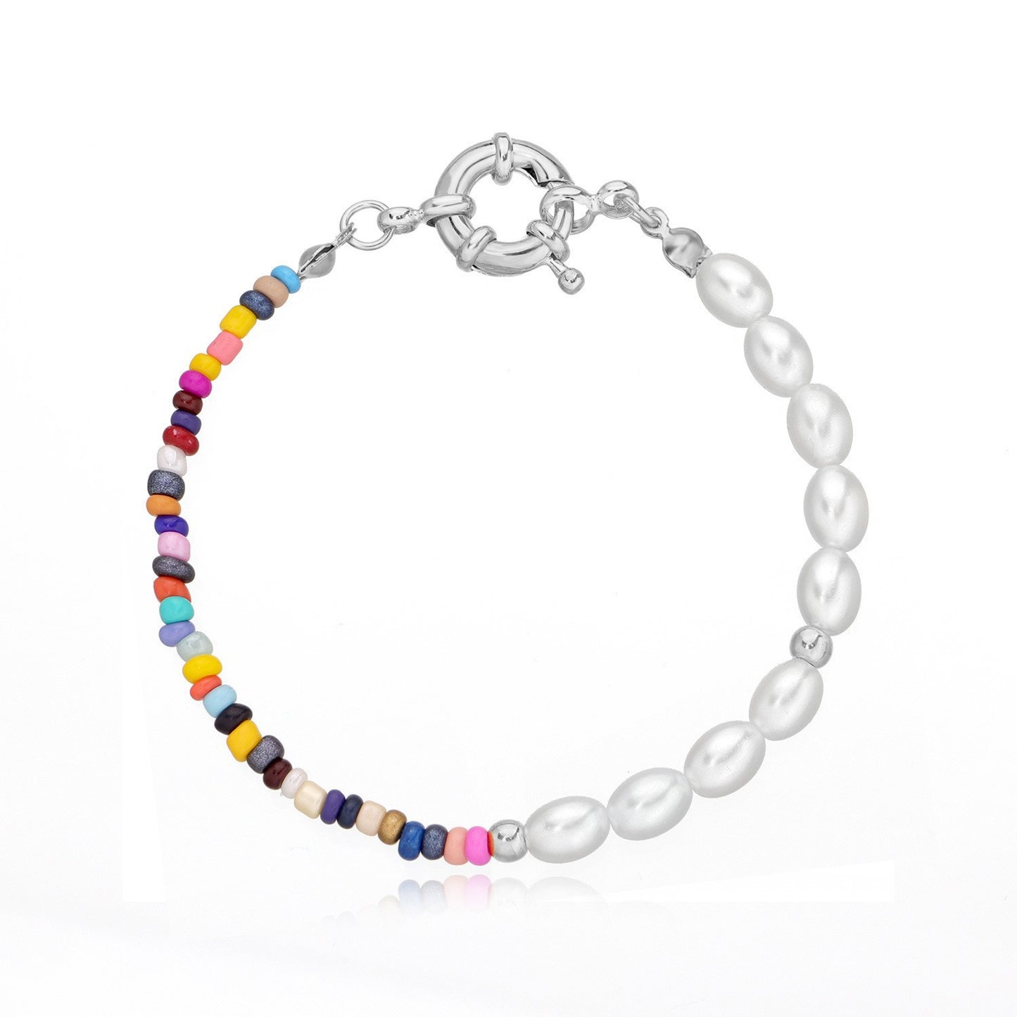 Minimalist Geometric Oval Acrylic Pearl Plated DIY Charm Bar Bracelet for Women