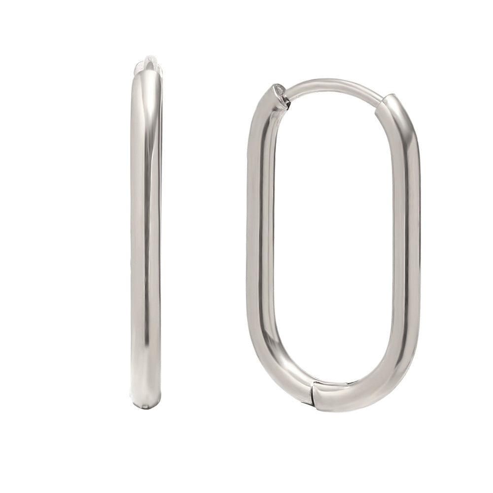 Orecchini a clip geometrici minimalisti in acciaio inossidabile placcati oro 18 carati da donna