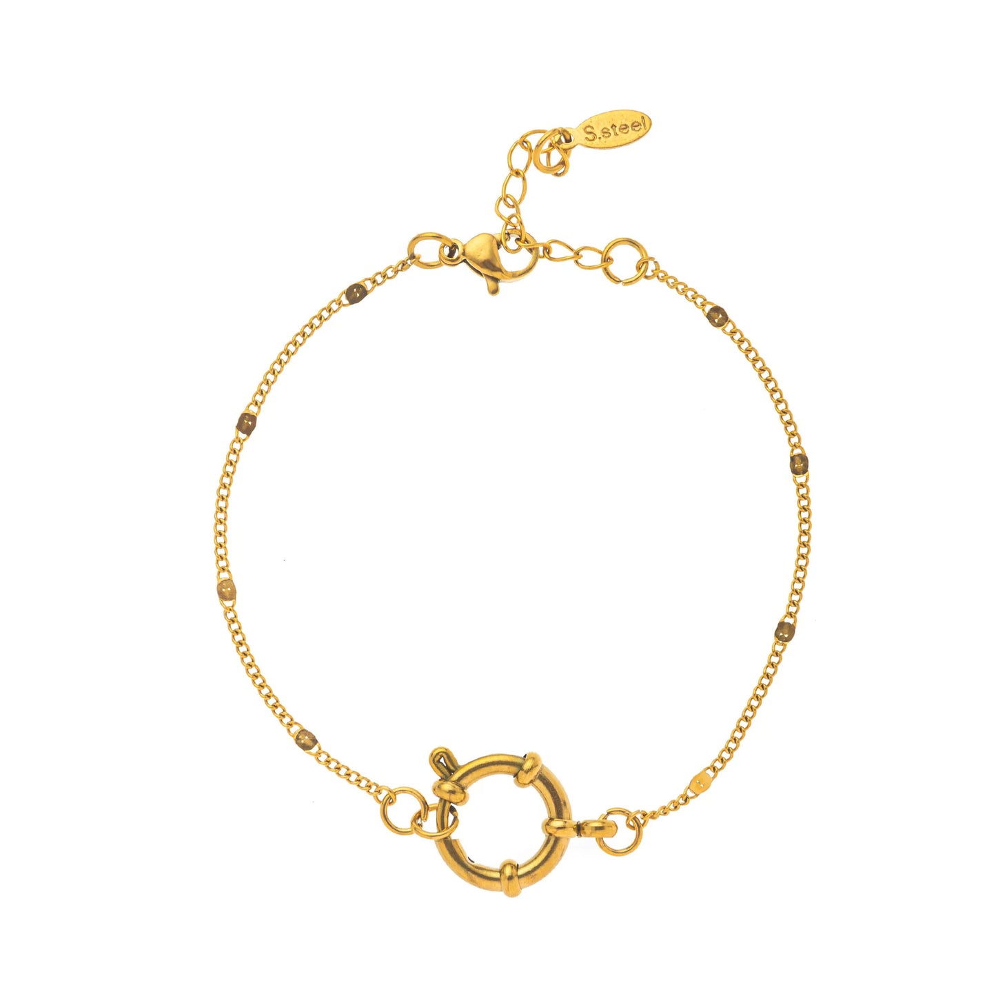 Minimalist Geometric Round PVD Titanium Steel DIY Charm Bar Bracelet