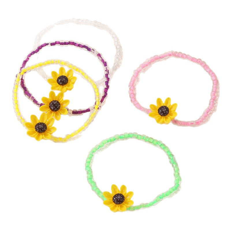 Pulsera de Cuentas Hecha a Mano Estilo Playa Bohemia para Niñas con Diseño de Estrella en Cuentas de Resina Plástica