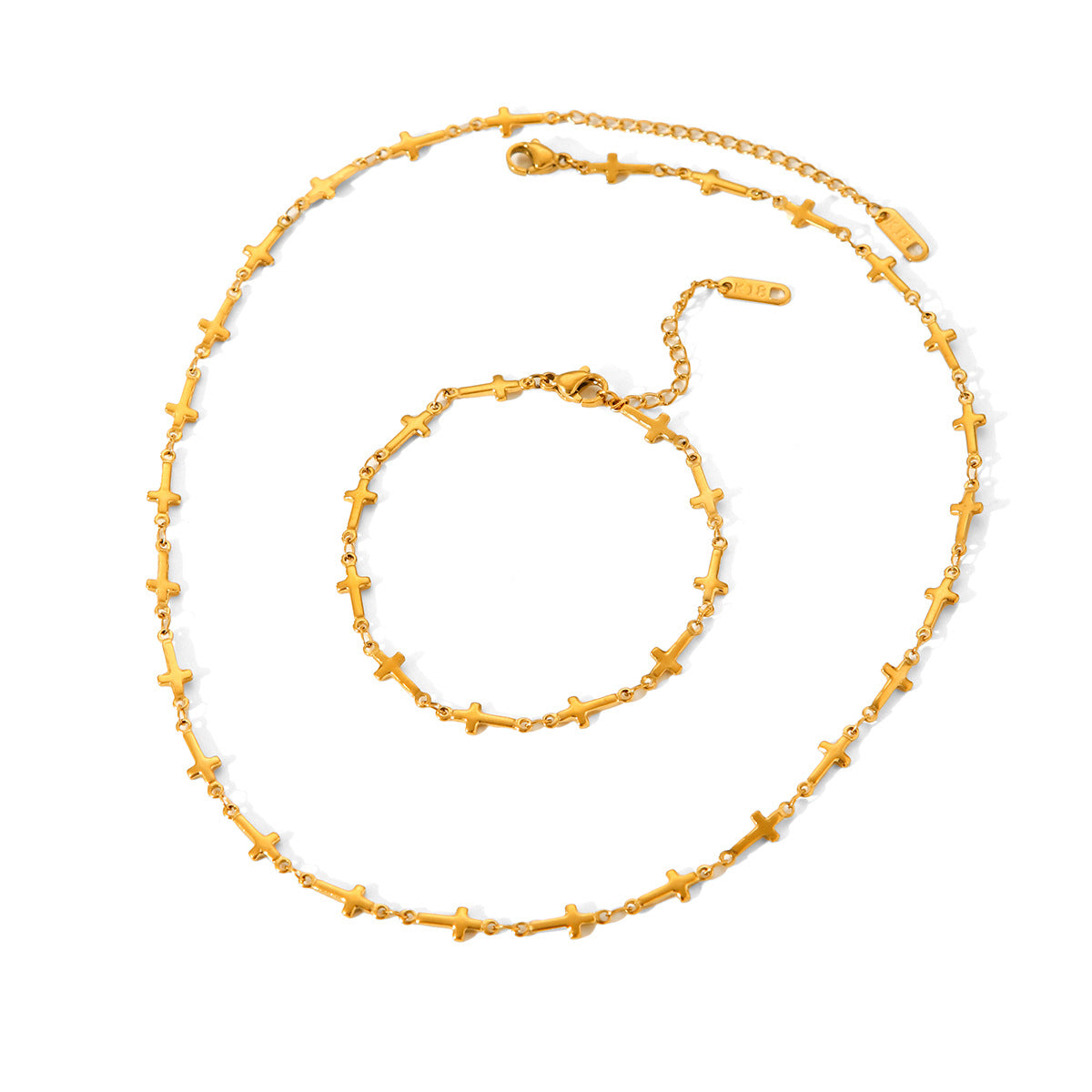 Collana da donna in acciaio inossidabile con ciondolo a croce geometrica e finitura placcata