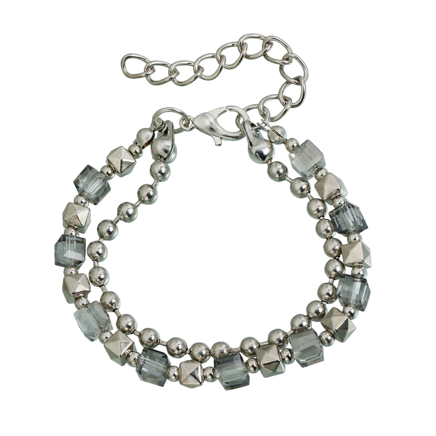 Casual Geometric Square Crystal Plastic Alloy Plated Layered Necklace for Women