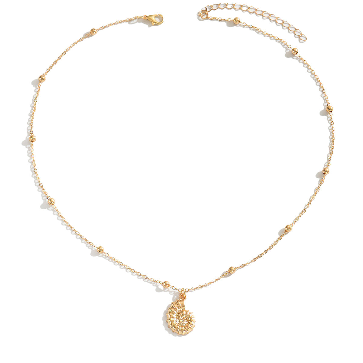 Collar de mujer de aleación de zinc en forma de concha, con acabado galvanizado, diseño geométrico minimalista, elegante cadena a la altura de la clavícula