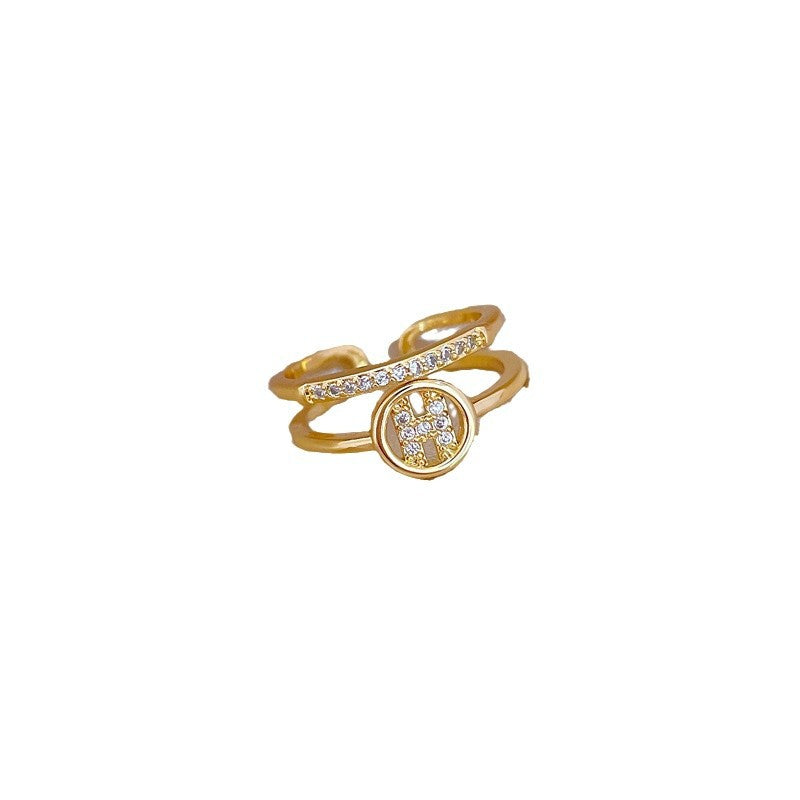 Anillo ajustable con baño de latón con forma de corona estilo Kawaii para mujer con detalles de circonita
