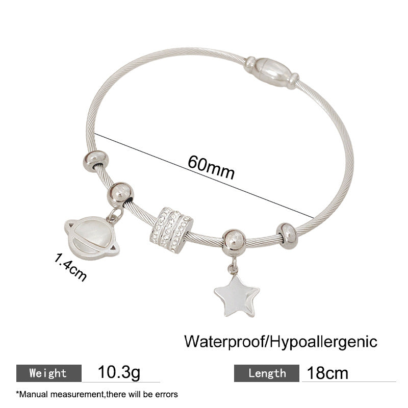 Minimalist Geometric Letter Titanium Steel Plated Bracelet for Women