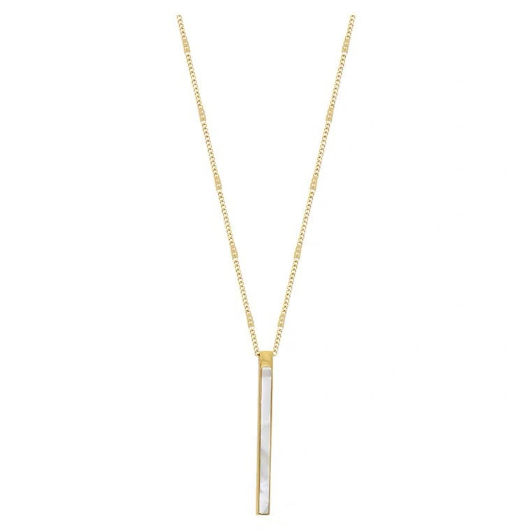 Collana minimalista geometrica in acciaio titanio con catena goffrata da donna