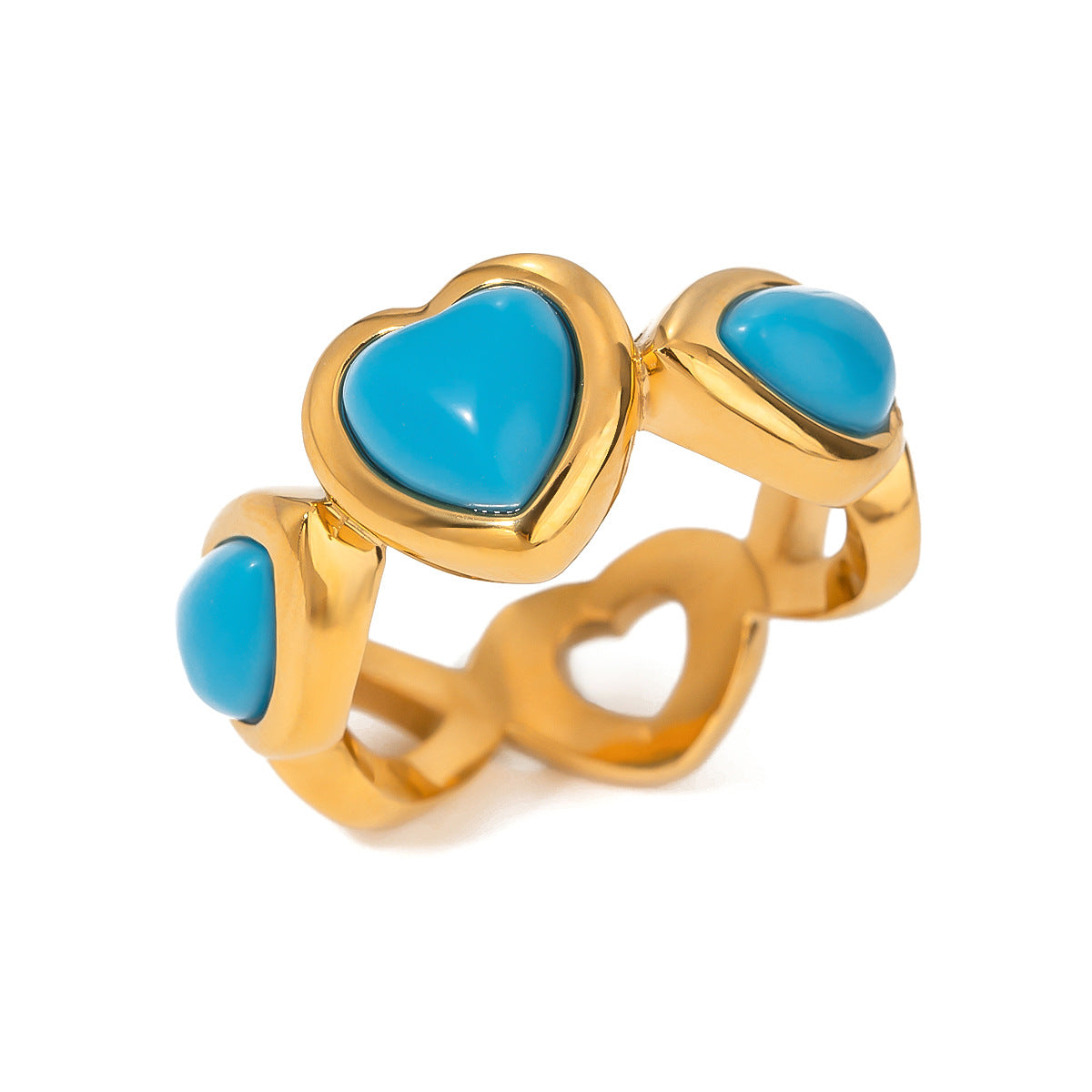 Anello minimalista a forma di cuore da donna in acciaio inossidabile con finitura placcata