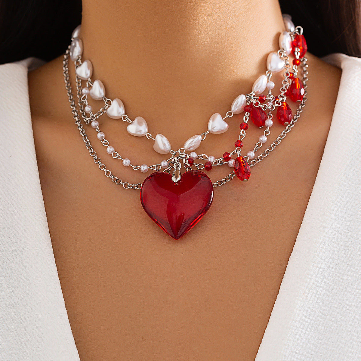 Sweet Y2K Butterfly Crystal & Faux Pearl Plated Snake Chain Choker Necklace for Women