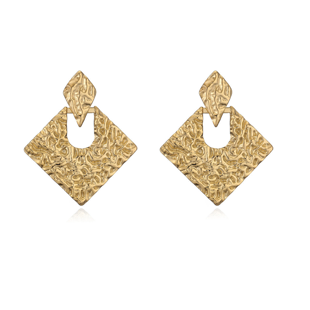 Minimalist Elegant 18K Gold Plated Geometric Stainless Steel Drop Earrings for Women