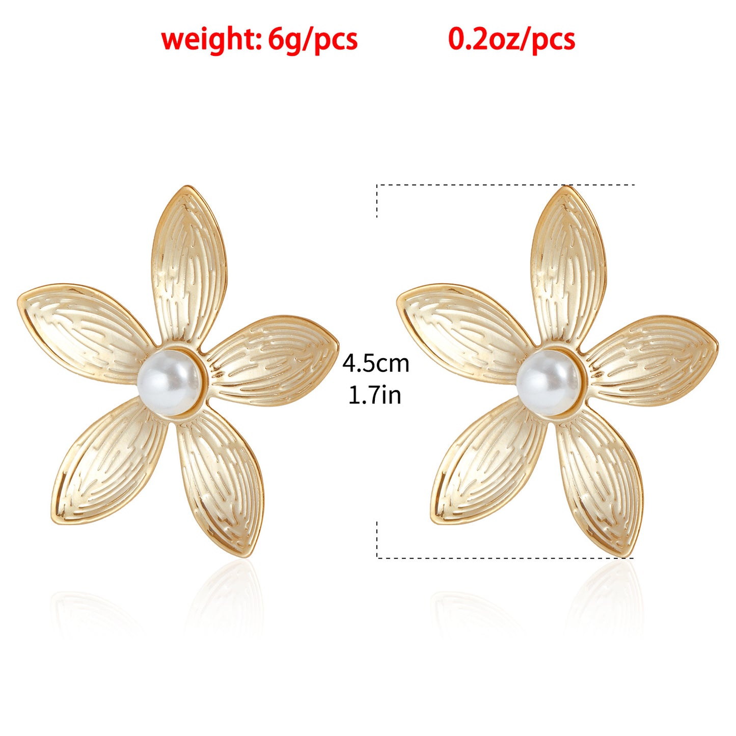 Pendientes de Metal con Diseño Floral Vintage para Mujer con Detalles tipo Perla y Acabado Galvanizado