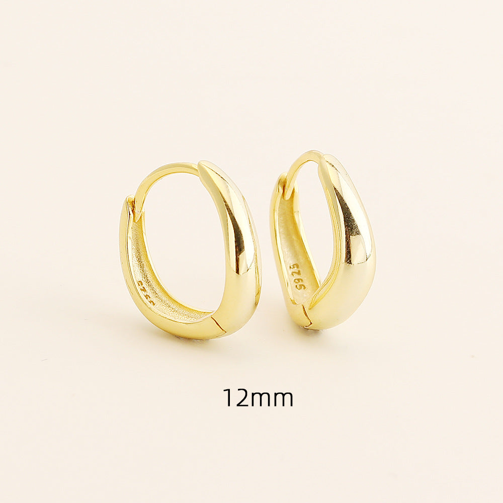 Pendientes de aro pulidos redondos geométricos de plata de ley 925 minimalistas