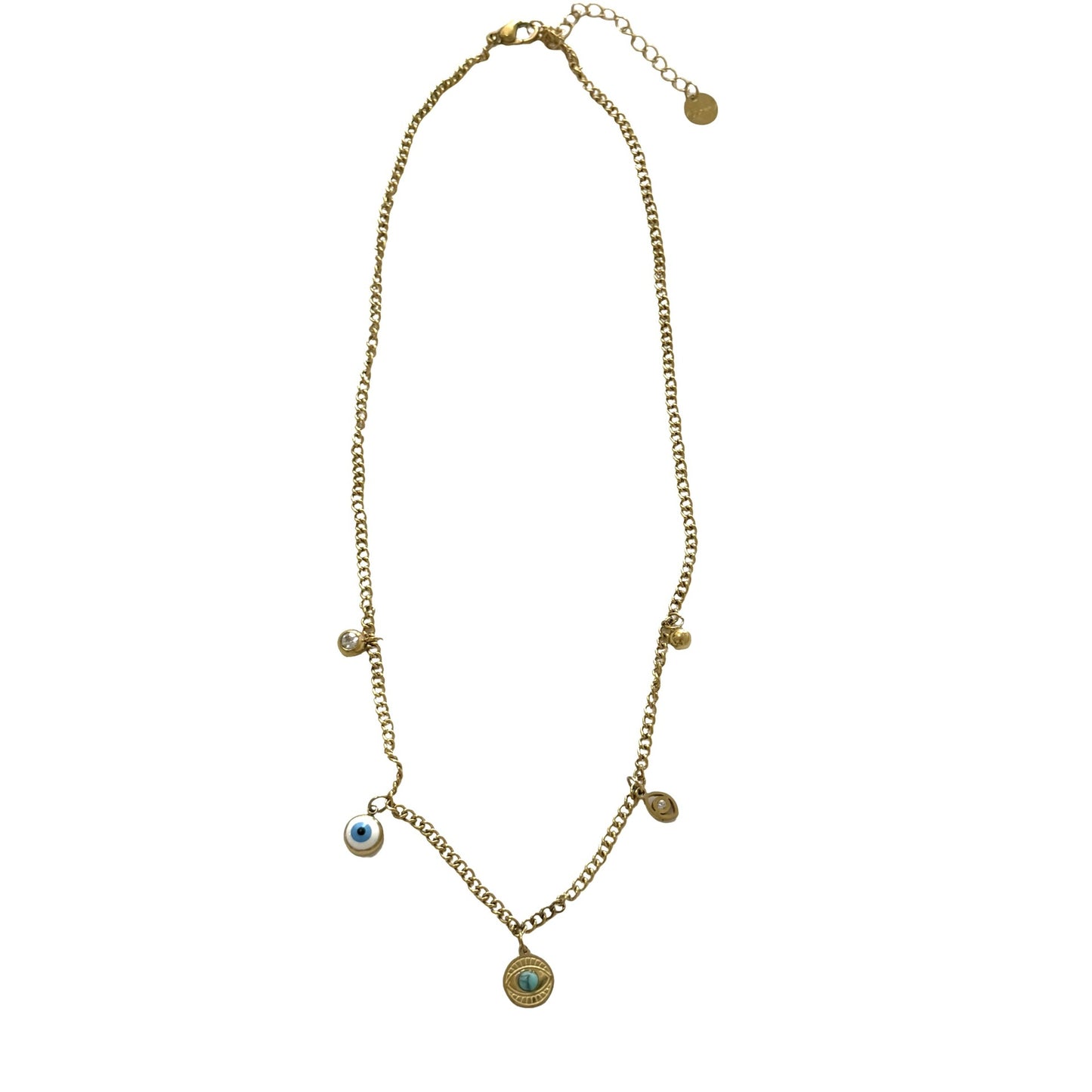 Gold Plated Titanium Steel Evil Eye Necklace Unisex